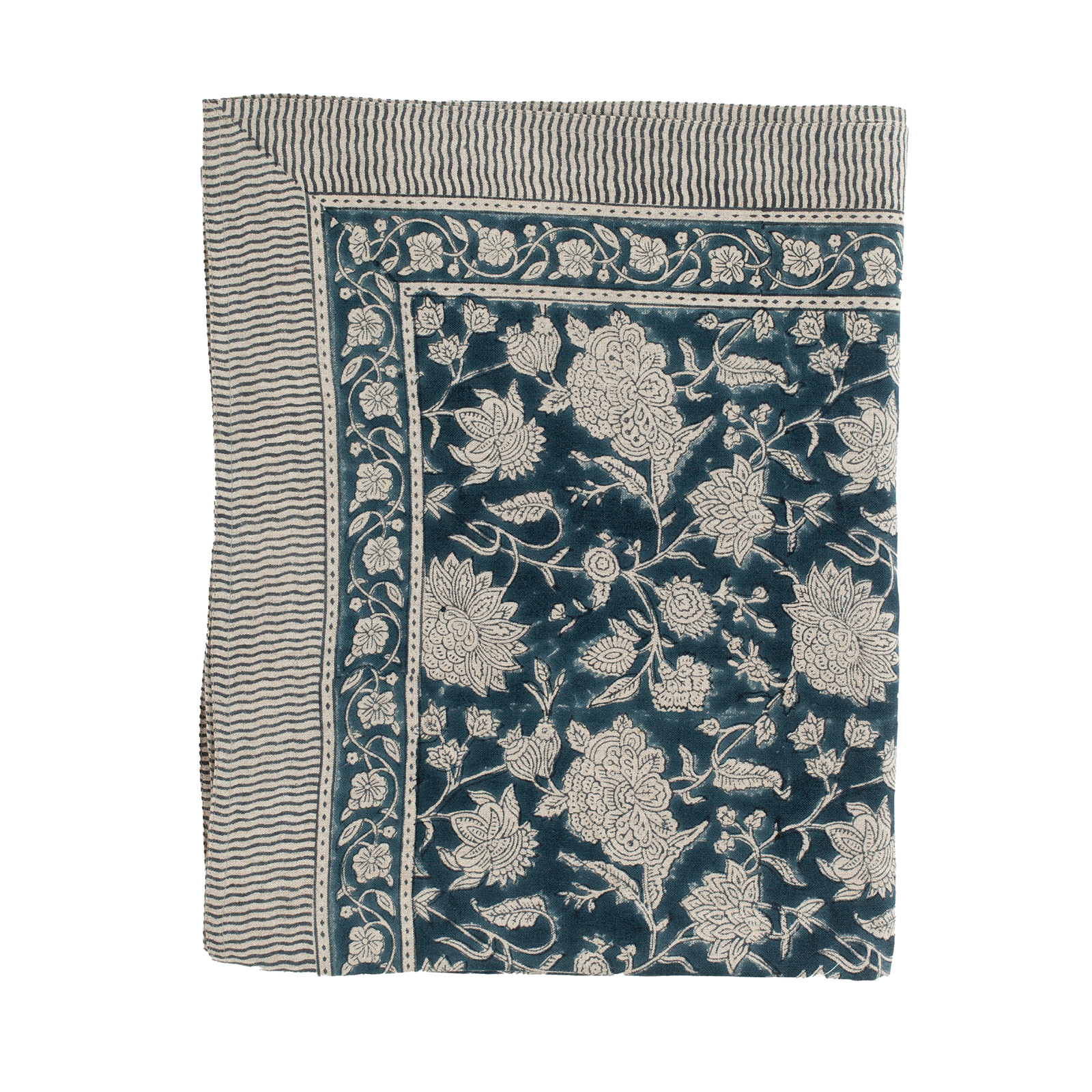 Duk Indian Rose 170x270 denim blå linne